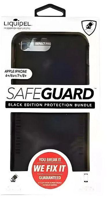 Liquipel Safeguard Black Edition Screen Protector + Phone Case Bundle for iPhone 6 Plus/6s Plus/7 Plus/8 Plus - Black - Excellent
