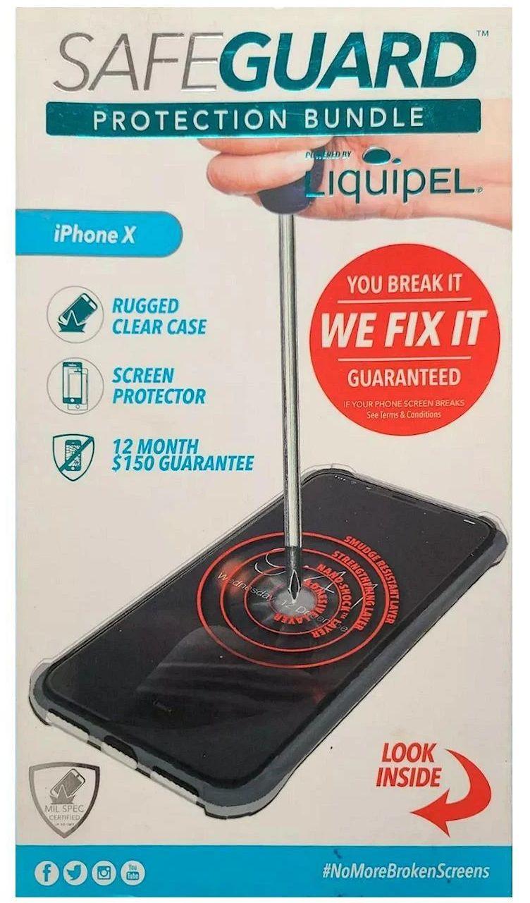 Liquipel SafeGuard Protection Bundle Phone Case + Screen Protector for iPhone X - Clear - Excellent