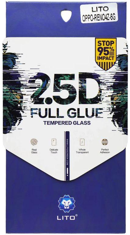 LITO  2.5D Full Glue Tempered Glass Screen Protector for Oppo Reno4 Z 5G - Clear - Brand New