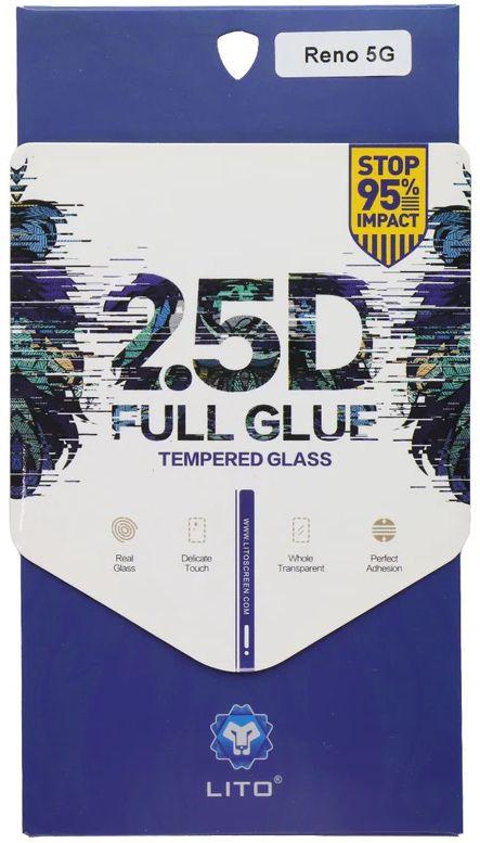 LITO  2.5D Full Glue Tempered Glass Screen Protector for Oppo Reno 5G - Clear - Brand New