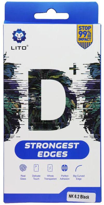 LITO  D+ Full Coverage Tempered Glass Screen Protector for Nokia 6.2 - Clear/Black - Brand New