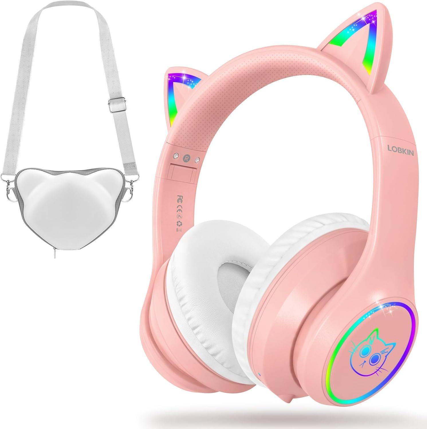LOBKIN  Bluetooth 5.3 Over-Ear Wireless Kids Headphones with Case - Pink - Excellent