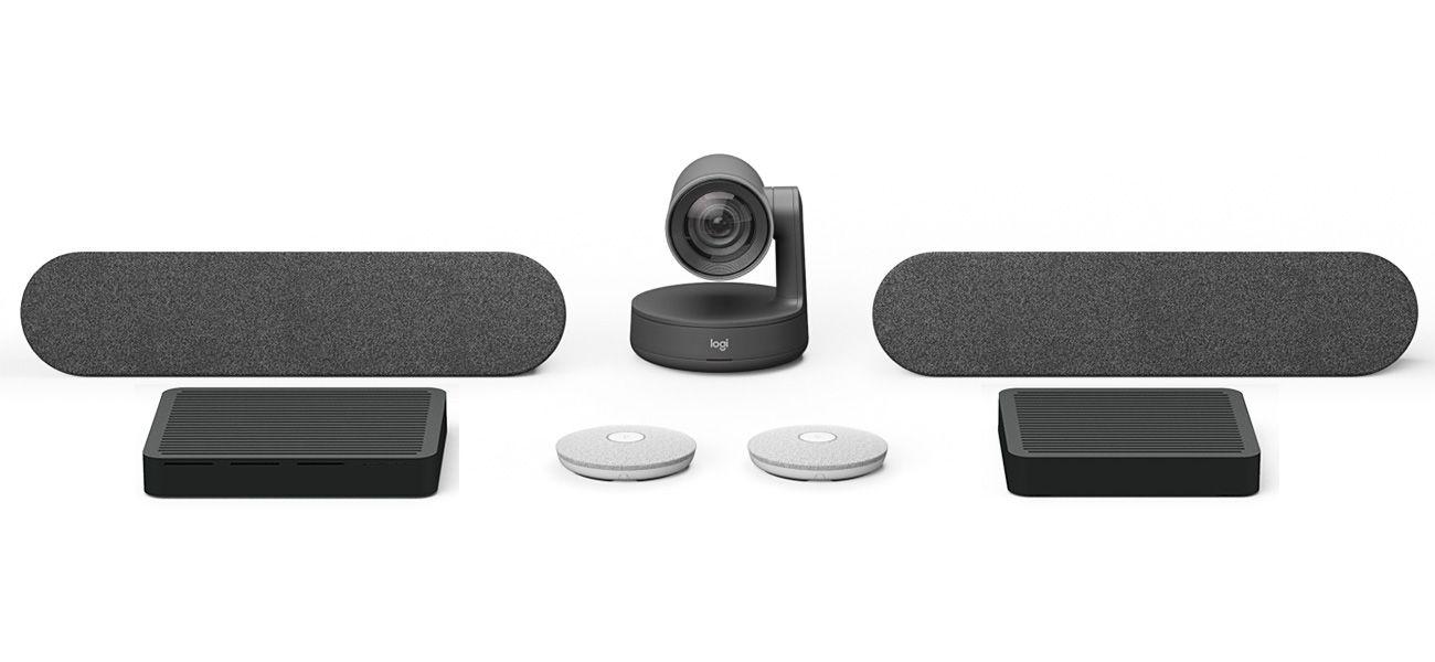 Logitech 960-001398 Rally Plus Conference Camera System with Dual-Speakers and White Mic Pods Set