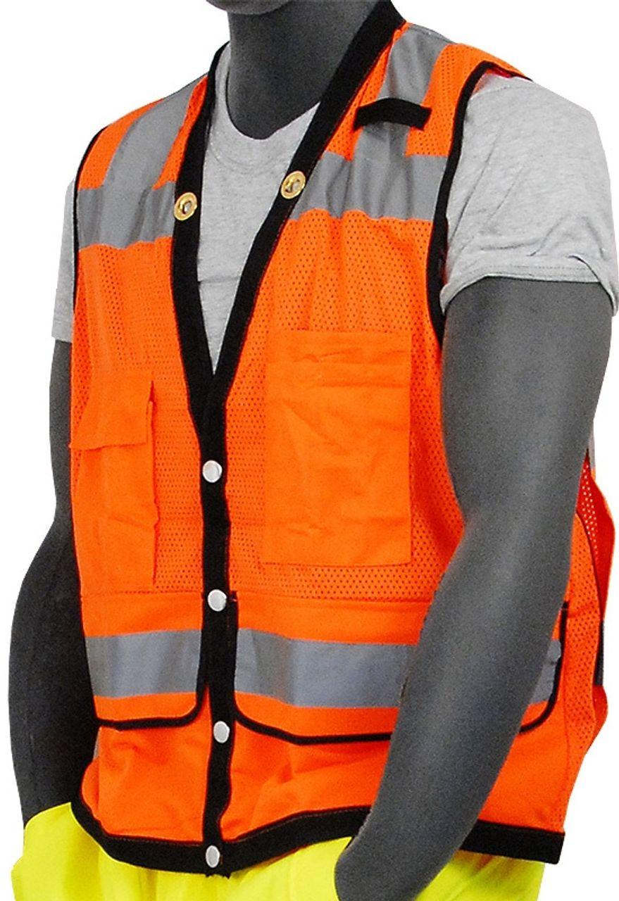 Majestic Class 2 High Visibility Heavy Duty Mesh Safety Vest (L) - Orange - Premium