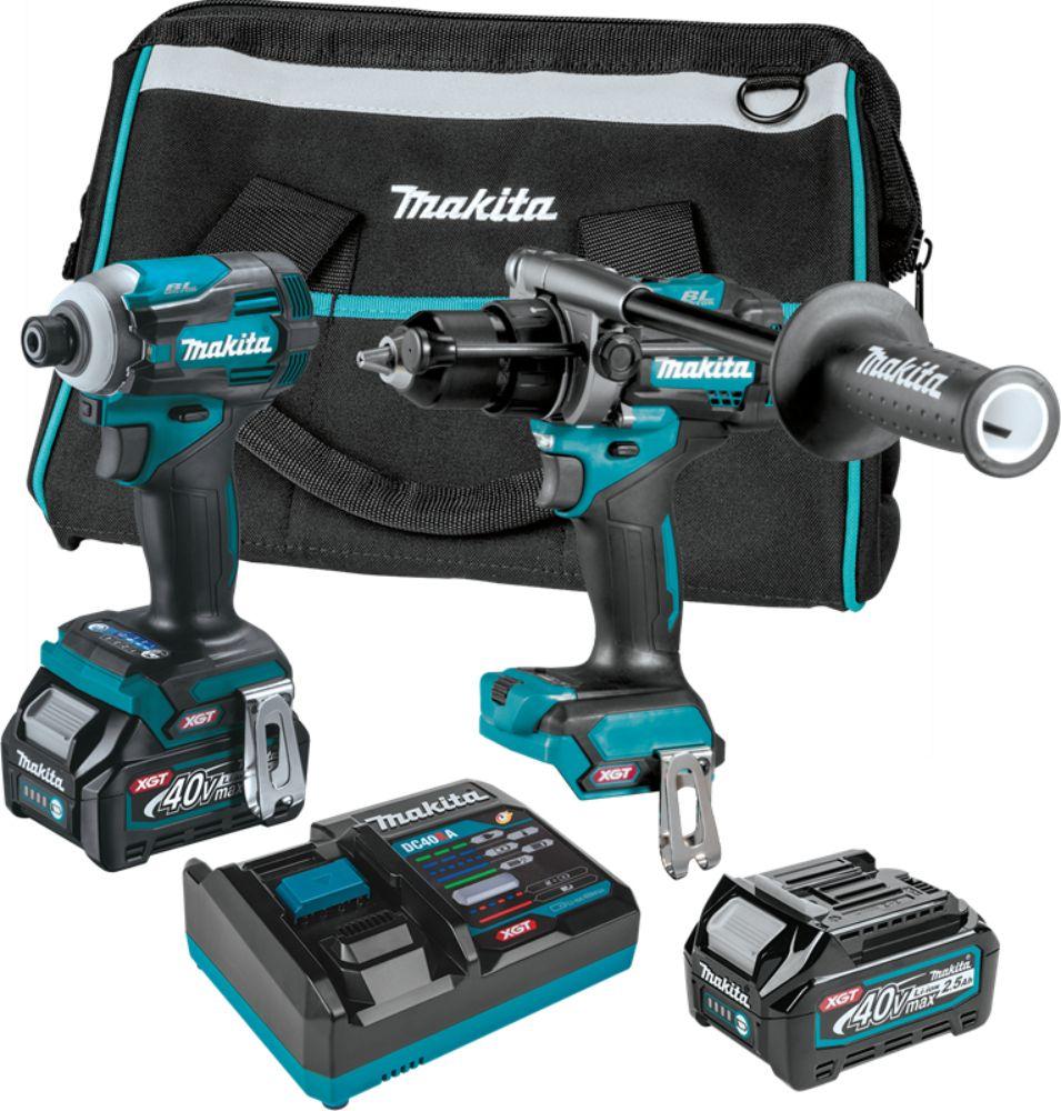 Makita GT200D-R 40V max XGT Brushless Cordless 2‑Pc. Combo Kit Drill (2.5Ah) - Teal/Black - Excellent