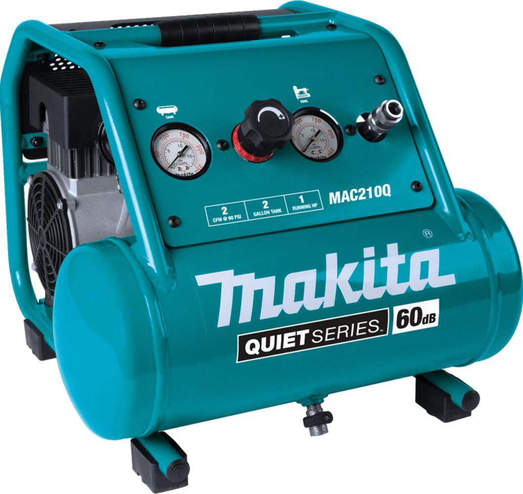 Makita MAC210Q-R Quiet Series 1 HP 2 Gallon Oil‑Free Electric Air Compressor - Teal/Black - Excellent