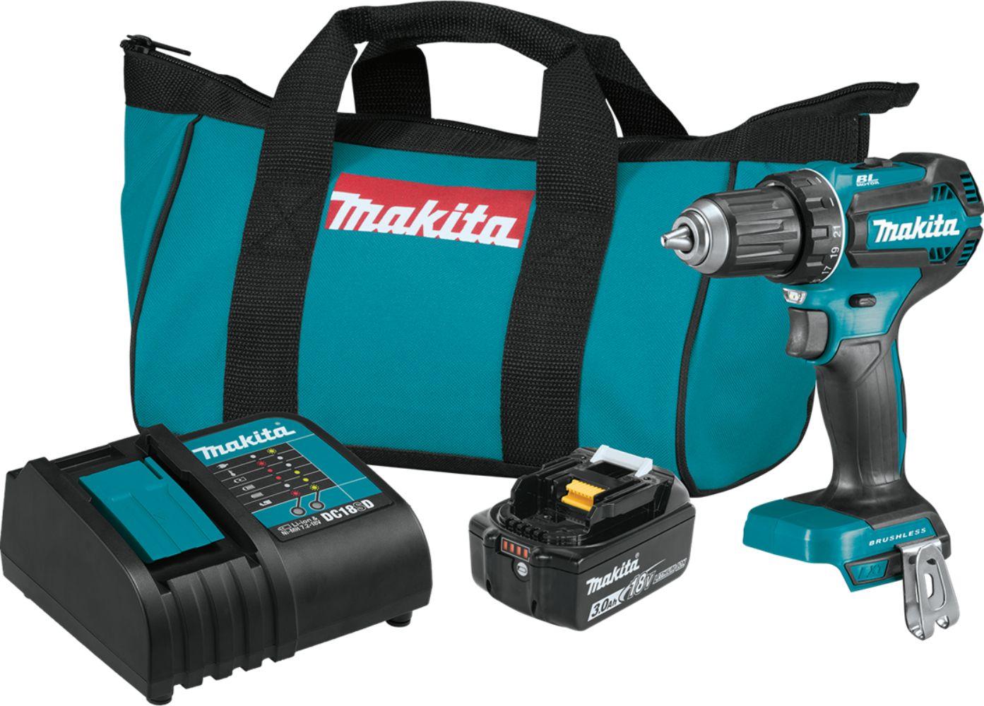 Makita XFD131-R 18V LXT Lithium‑Ion Brushless Cordless 1/2" Driver‑Drill Kit (3.0Ah) - Teal/Black - Excellent