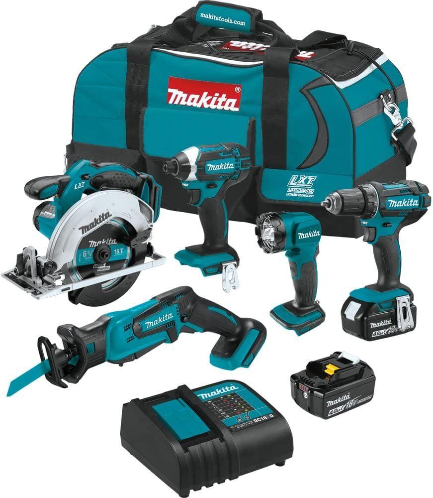Makita XT510SM-R 18V LXT Lithium‑Ion Cordless 5‑Pc. Combo Kit (4.0Ah) - Teal/Black - Excellent