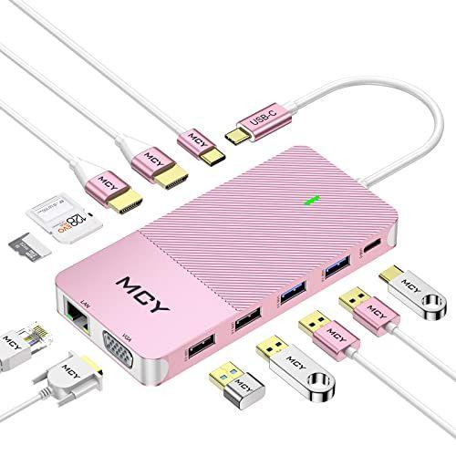 MCY  12-in-1 Triple Display Laptop USB-C Docking Station - Rose Gold - Excellent