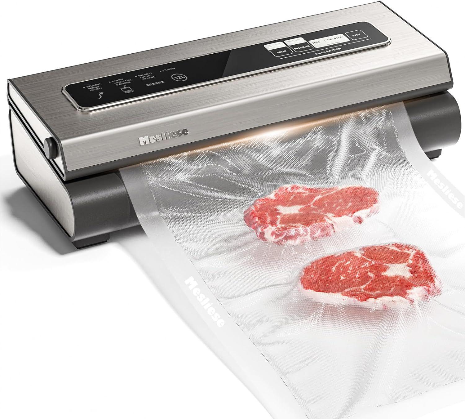 Mesliese  VS6601S Vacuum Sealer Machine Powerful 90Kpa - Silver - Excellent