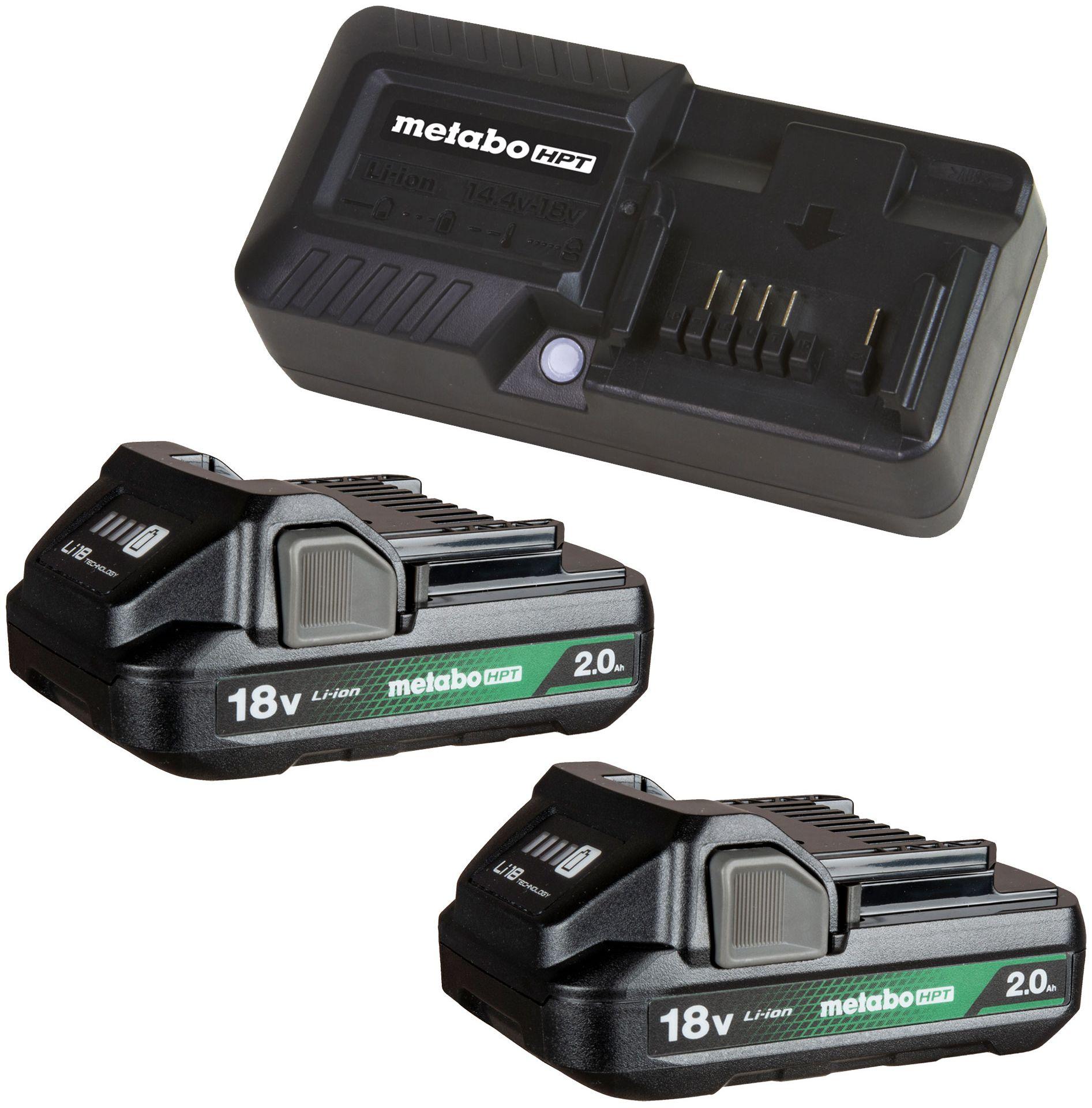 Metabo HPT  UC18YKSLS 18V 2.0AH Batteries (2-Pack) and Charger Kit - Black - Premium