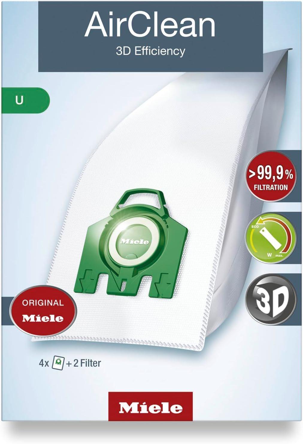 Miele  AirClean 3D Efficiency U Vacuum Cleaner Bags (Pack of 4) - Green - Excellent