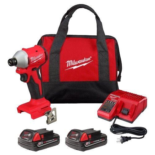 Milwaukee 3650-22CT M18 Compact Brushless 1/4" Hex Impact Driver Kit - Red/Black - Excellent