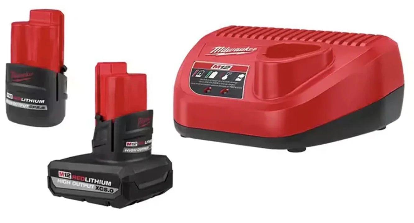 Milwaukee  48-59-2452S M12 12-Volt Lithium-Ion High Output Battery and Charger Starter Kit - Red - Excellent