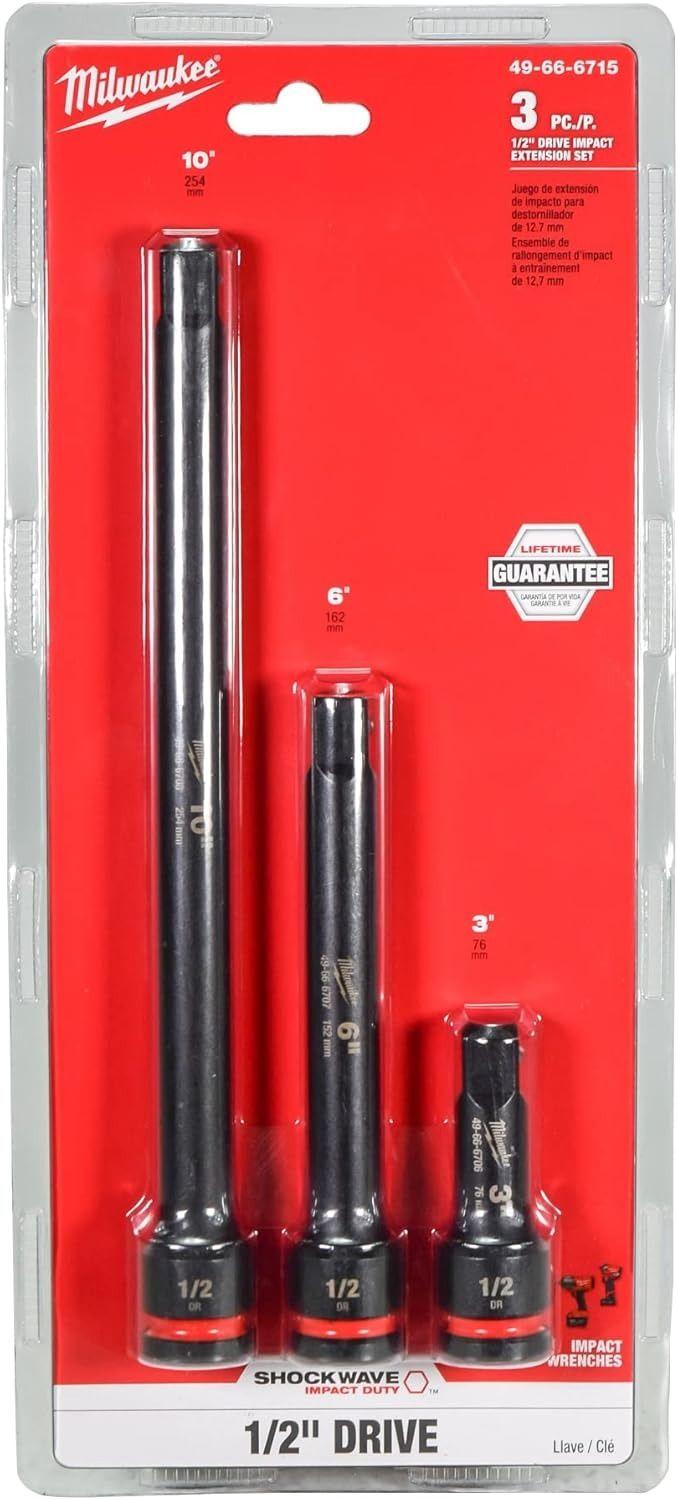 Milwaukee  49-66-6715 3 Piece Shockwave Impact Duty 1/2" Drive Extension Set - Black - Excellent
