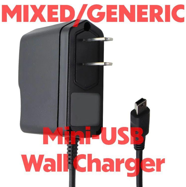 Mixed/Generic Corded Mini USB Wall Charger/AC Power Supply (0.2A to 0.9A Output) - Black - Premium