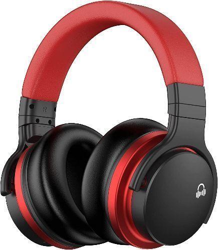 Movssou  E7 Active Noise Cancelling Wireless Over-Ear Headphones - Black/Red - Excellent