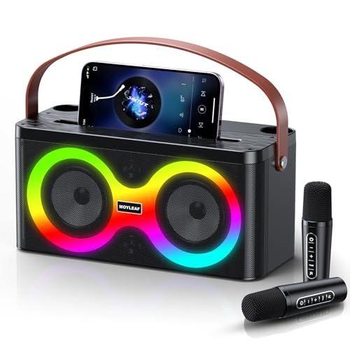 Moyleaf  K5 Karaoke Machine Portable Bluetooth Speaker with 2 Wireless Microphones - Black - Excellent