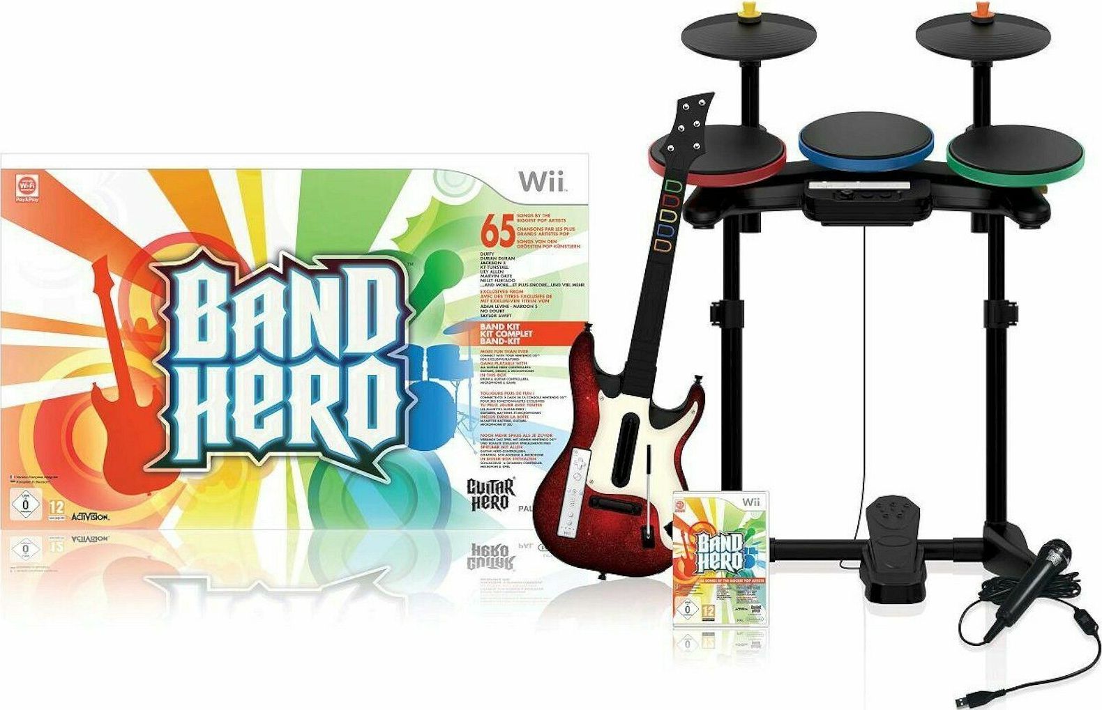 Nintendo Wii Band Hero Super Set Guitar Video Game (Bundle)