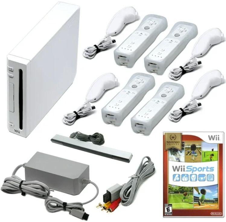 Nintendo  Wii Console with Four Voomwa Remotes and Wii Sports - White - Excellent