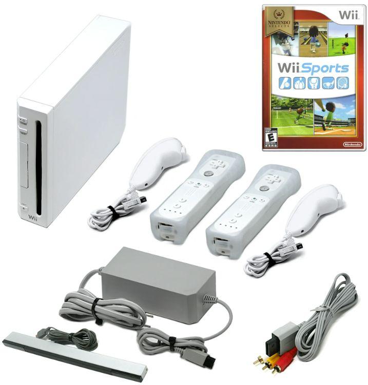 Nintendo  Wii Console with Two Voomwa Remotes and Wii Sports - White - Excellent
