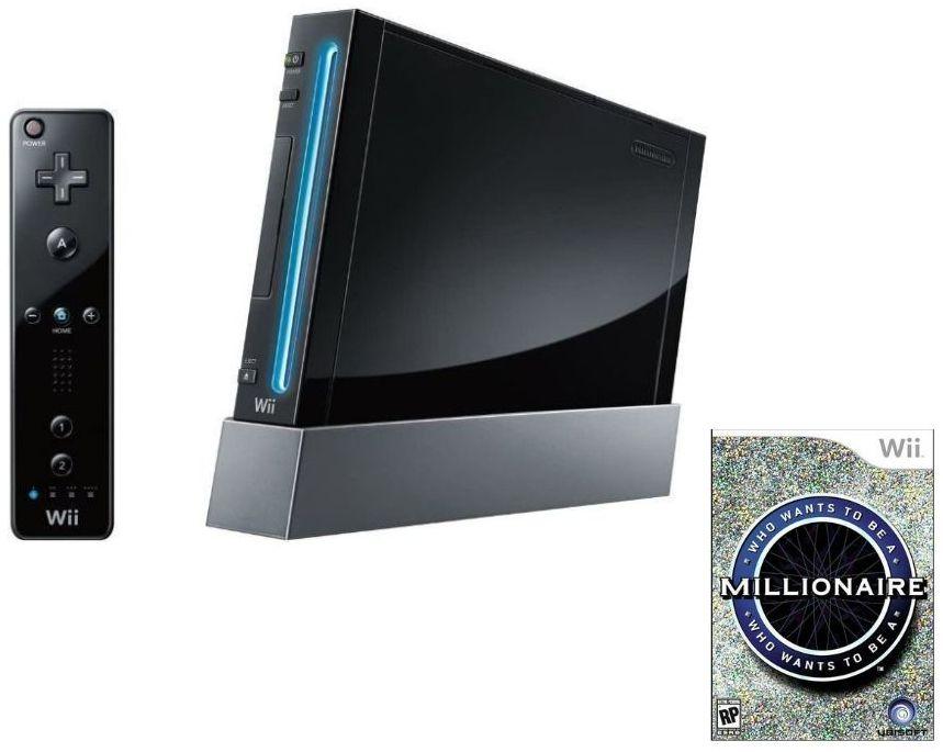 Nintendo  Wii Console with Who Wants to be a Millionaire Game Bundle - Black - Excellent