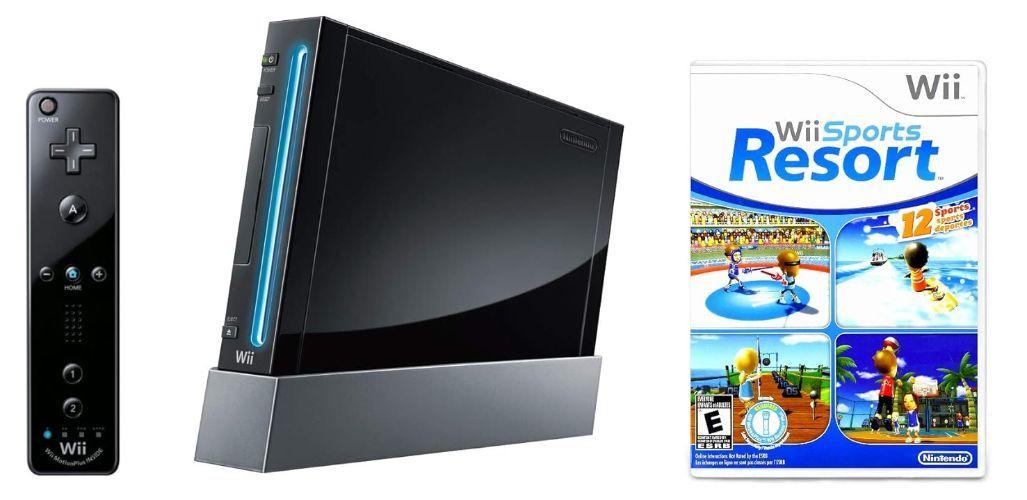 Nintendo  Wii Gaming Console with Wii Sports & Wii Sports Resort Edition - Black - Excellent