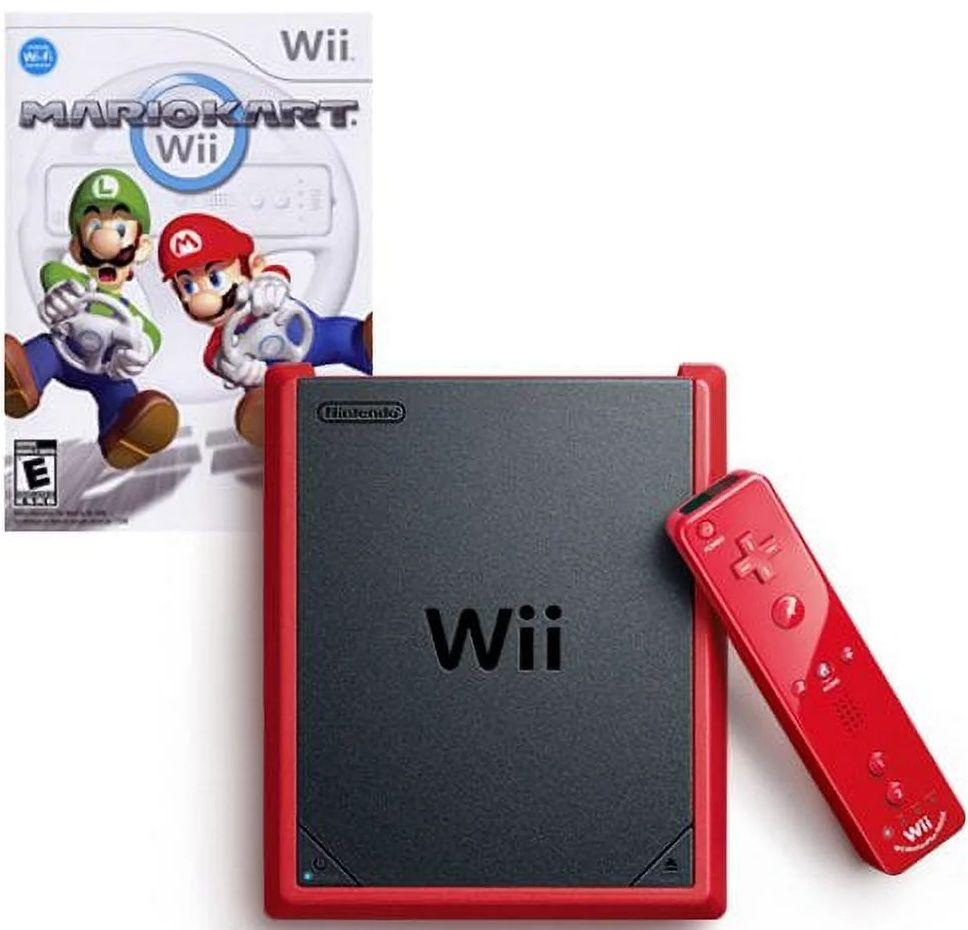Nintendo  Wii Mini Gaming Console with Mario Kart Wii Game - Red - Excellent
