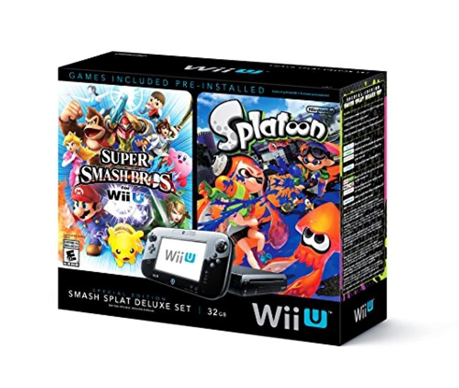 Nintendo Wii U Splatoon and Super Smash Bros Gaming Console (Deluxe Set) - Black - Excellent