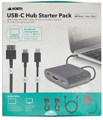 North  USB-C Hub Starter Pack Laptop Docking Station F2B - Silver - Excellent