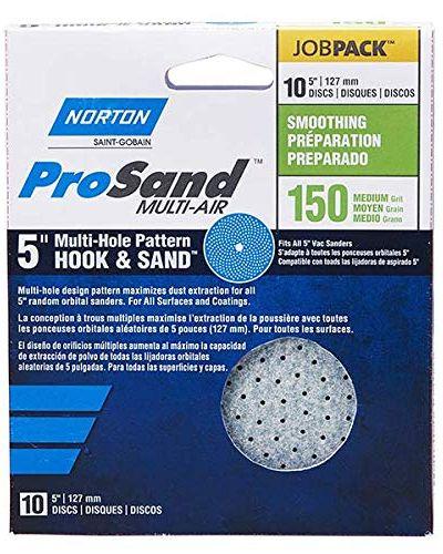 Norton  Prosand Multi-Air 5" Multi-Hole Pattern Hook & Sand Disc (10-Pack)) - Blue - Brand New