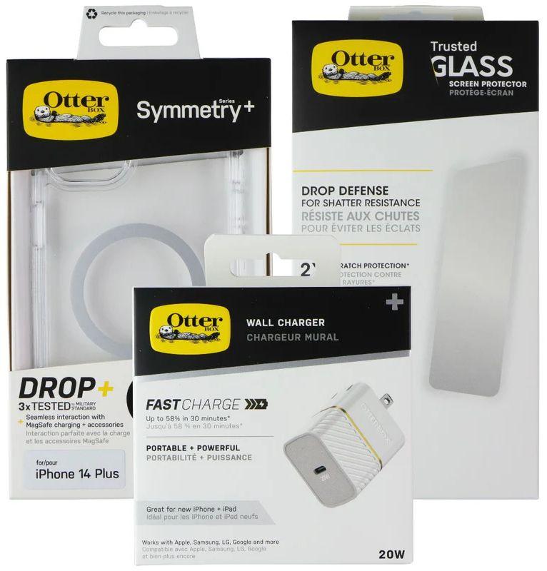 OtterBox Protection + Power Kit Bundle for iPhone 14 Plus - Clear - Brand New