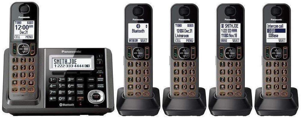 Panasonic KX-TG585 6.0 PLUS Expandable Digital Cordless Answering System - Black - Excellent