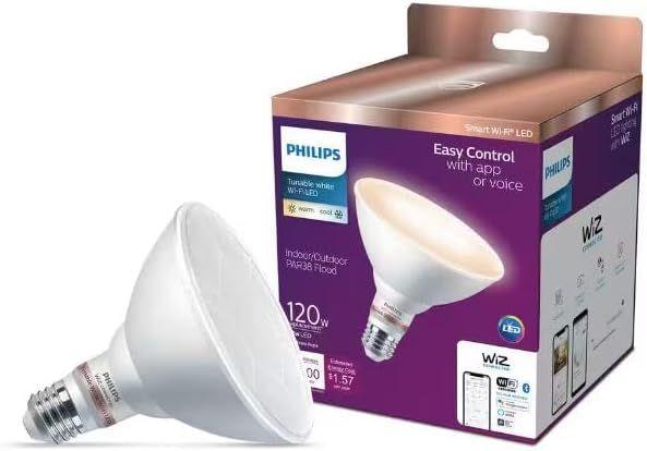 Philips  120-Watt Equivalent PAR38 LED Smart Wi-Fi Tunable White Light Bulb - White - Excellent
