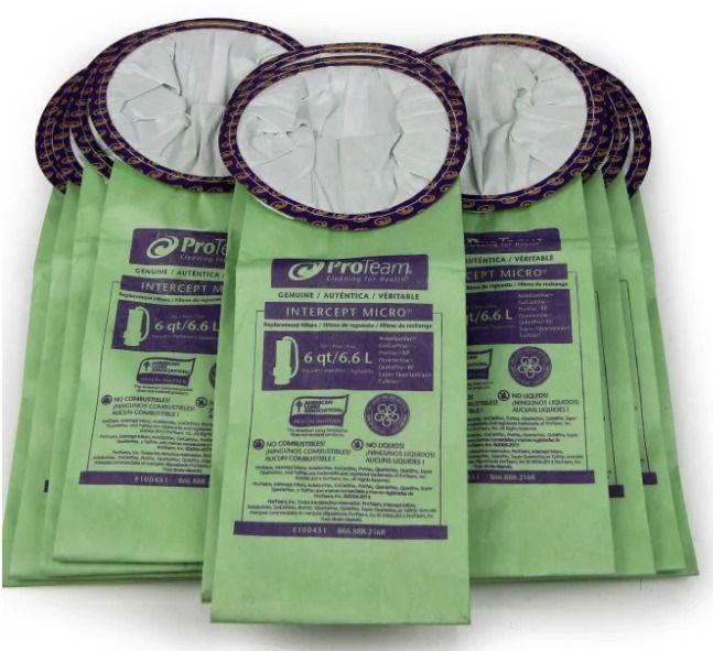 ProTeam 50 pack of GV ProTeam 6 Qt. Round Paper Bags with 3 Filters for ProTeam Vacuums - Multi - Excellent