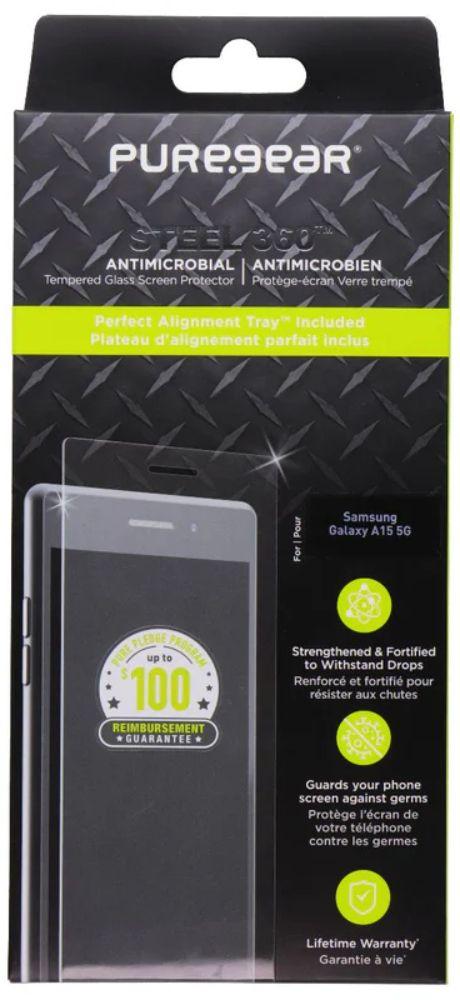PureGear Steel 360 Series Tempered Glass Screen Protector for Galaxy A15 5G