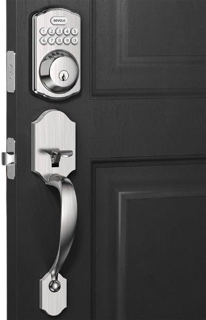 Revolo  RE001 Electronic Keypad Deadbolt | Keyless Entry Door Lock | Keyed Entry | Auto Smart Lock with Handle - Satin Nickel - Excellent
