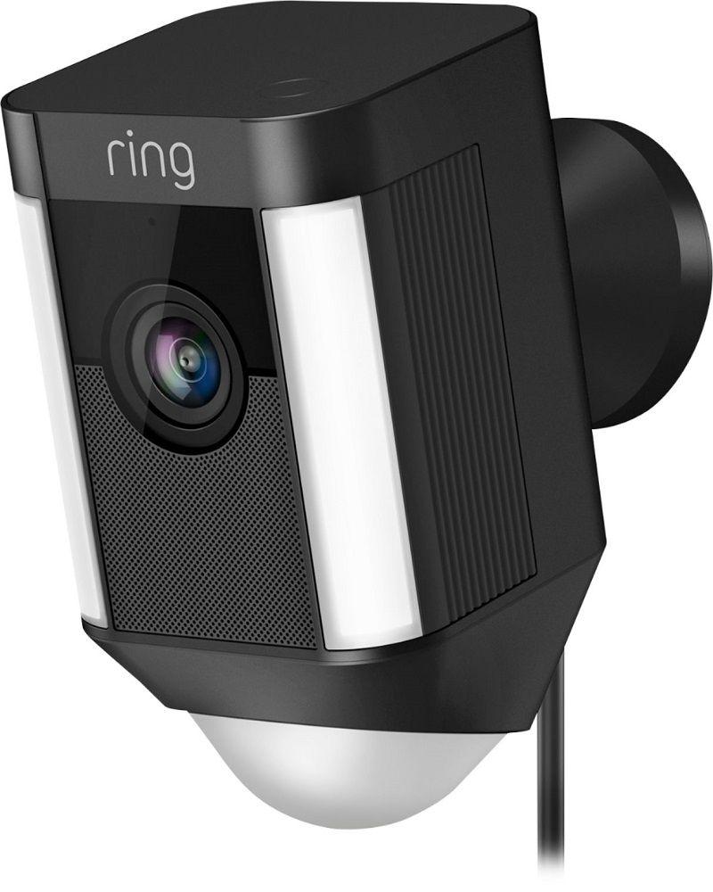 Ring  Spotlight Cam Wired Plug-in HD Security Camera with Built-in Spotlights - Black - Premium
