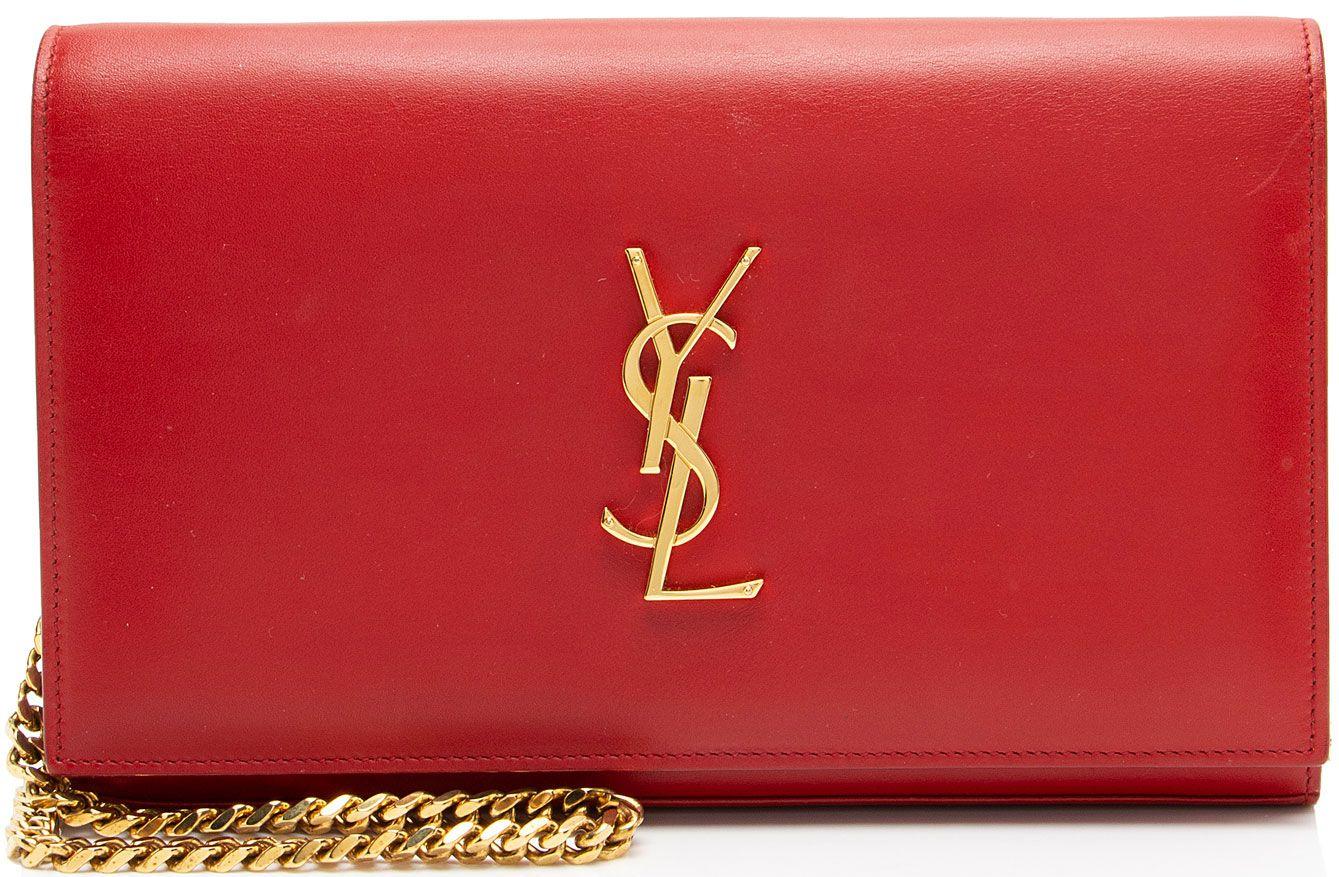 Saint Laurent Calfskin Monogram Kate Wallet on Chain