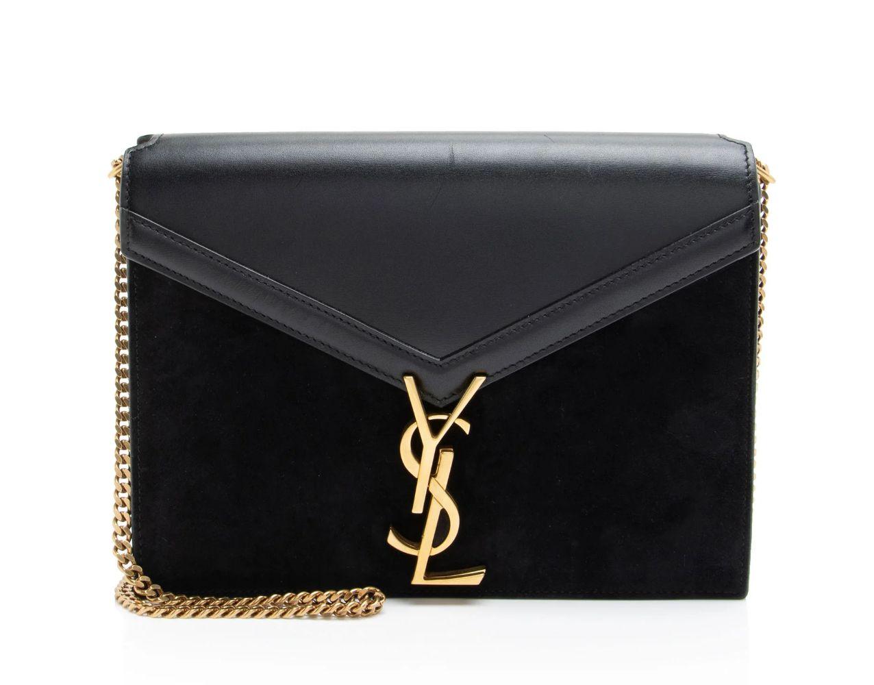 Saint Laurent Calfskin Suede Monogram Cassandra Medium Chain Bag