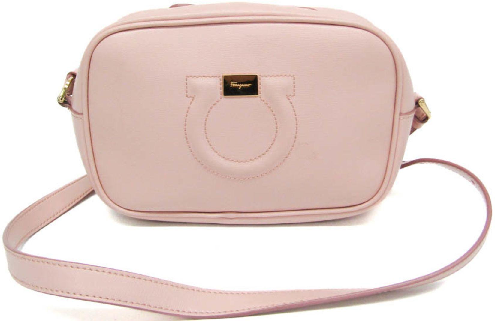 Salvatore Ferragamo Gancini Pochette Leather Shoulder Bag - Light Pink - Leather - Excellent