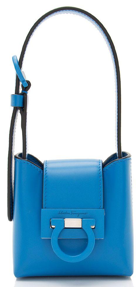 Salvatore Ferragamo Leather Gancio Trifolio Mini Top Handle - Blue - Leather - Excellent