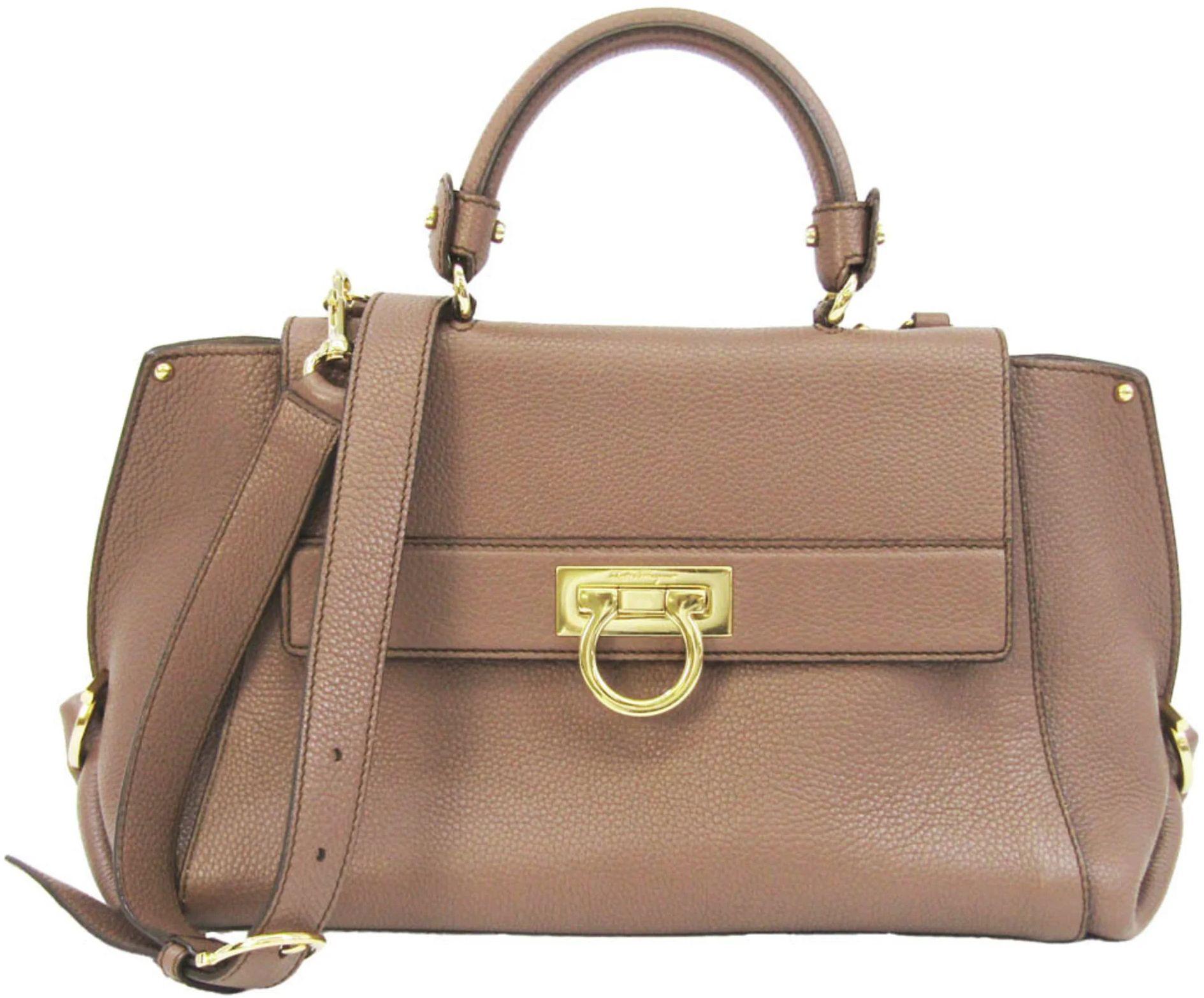 Salvatore Ferragamo Sophia Leather Handbag Shoulder Bag - Cocoa - Leather - Excellent