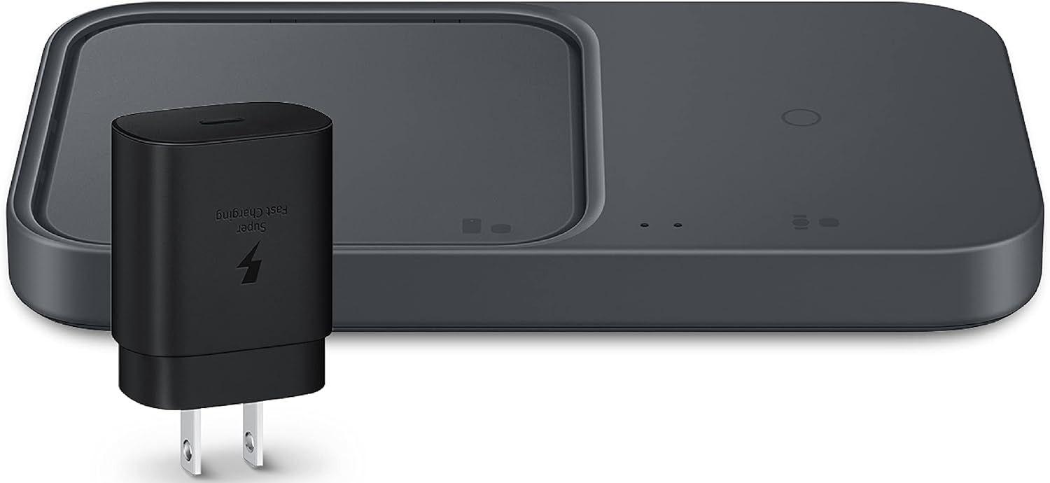 Samsung  15W Wireless Charger Duo with Travel Adapter - Dark Gray - Acceptable