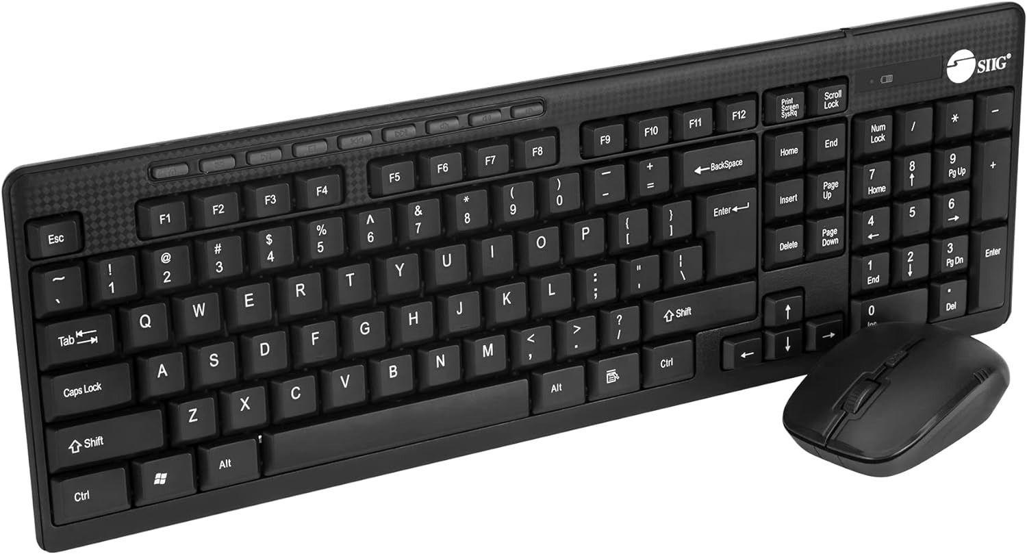 SIIG KM JK-WR0T12-S1 Standard Wireless Keyboard with 3 Button Wireless Mouse