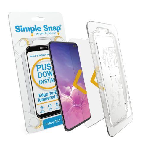 Simple Snap  3D Edge-to-Edge Tempered Glass Screen Protector for Galaxy S10+ - Clear - Brand New