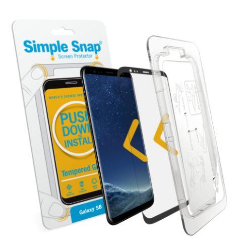 Simple Snap  3D Edge-to-Edge Tempered Glass Screen Protector for Galaxy S8 - Clear - Brand New