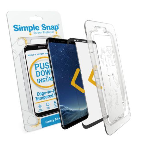 Simple Snap  Edge-to-Edge Tempered Glass+ Screen Protector for Samsung Galaxy S8+ - Clear - Brand New