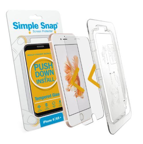 Simple Snap  Tempered Glass Screen Protector for iPhone 6/6S Plus - Clear - Brand New
