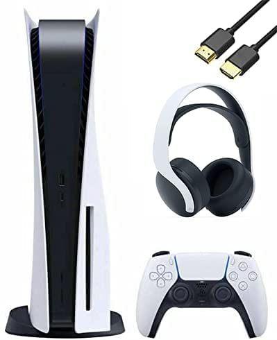Sony  Playstation 5 Disc Version Console Bundle with Pulse 3D Wireless Headset and U Deal HDMI - White - Excellent